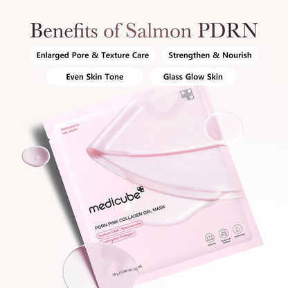 PDRN Pink Collagen Gel Mask (4 Sheets) – Salmon DNA, Color-Changing, Pink Glow Korean Skincare