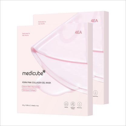 PDRN Pink Collagen Gel Mask (4 Sheets) – Salmon DNA, Color-Changing, Pink Glow Korean Skincare