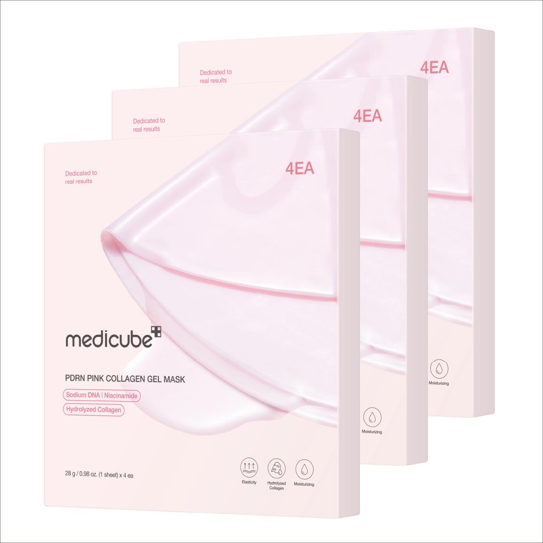 PDRN Pink Collagen Gel Mask (4 Sheets) – Salmon DNA, Color-Changing, Pink Glow Korean Skincare