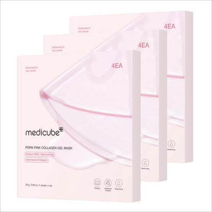 PDRN Pink Collagen Gel Mask (4 Sheets) – Salmon DNA, Color-Changing, Pink Glow Korean Skincare